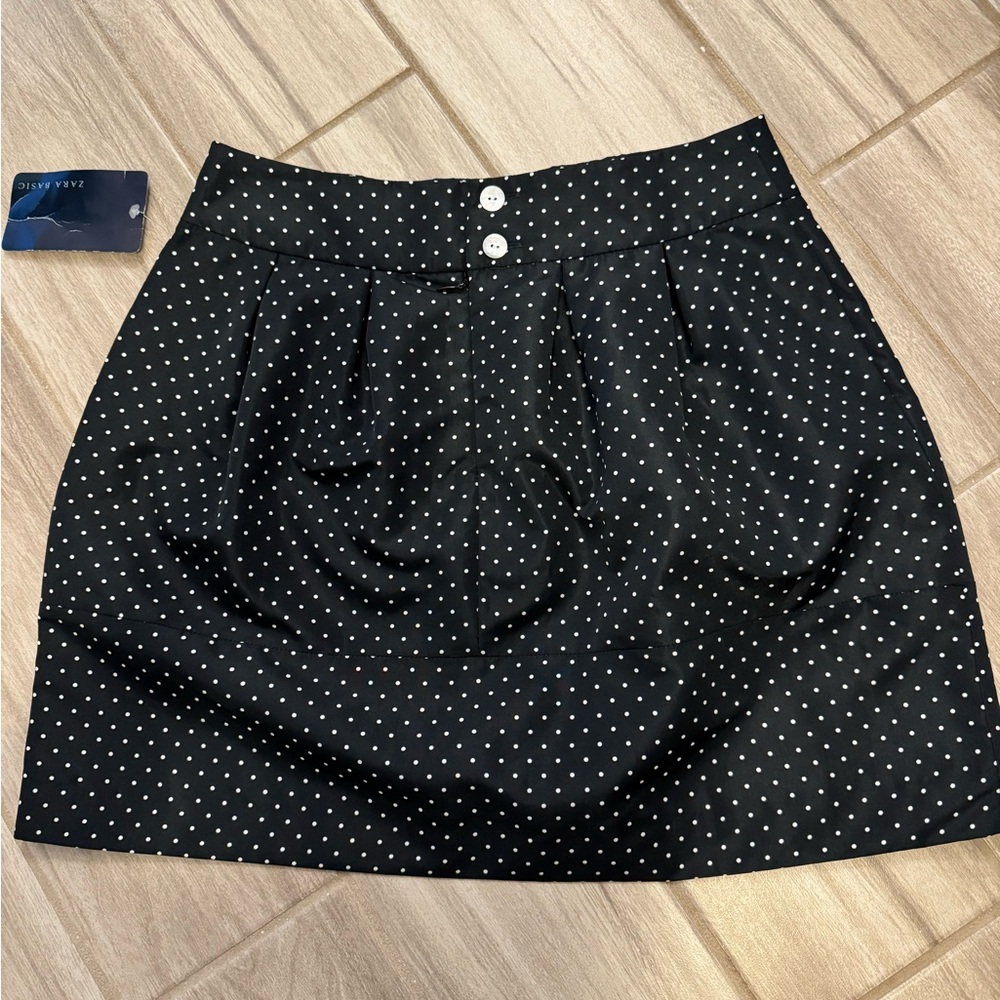Zara Black and White Polka Dot Mini Skirt